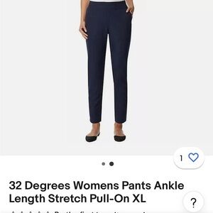 32 Degrees ankle pants. Stretch Pull-On L. Elastic waist w/flat front 27" inseam